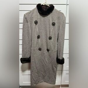 Joseph Ribkoff Creations Ribbed Sheath Dress Faux Fur Trim (D1)